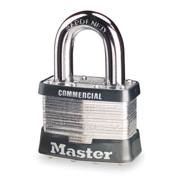 Master Lock Keyed Padlock, Open, Rectangular Steel Body, Boron Hardened Steel Shackle, 3/4 in W 17KA