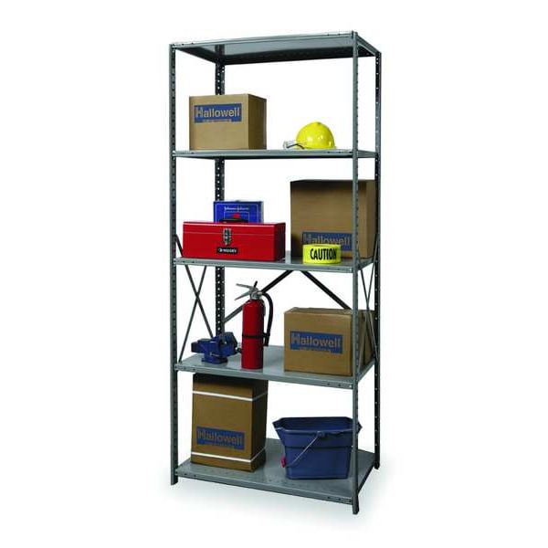 Hallowell Metal Shelving Unit, 24"D x 48"W x 87"H, 5 Shelves, Steel