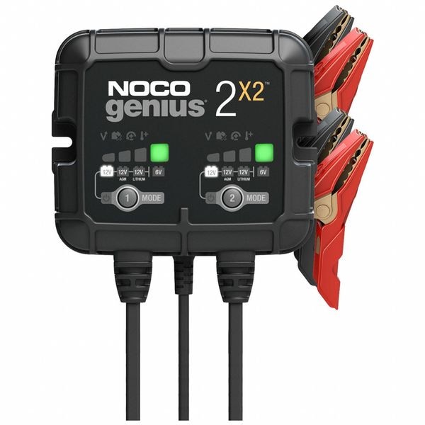 Noco Battery Charger, 4 A Input, 6.2 ft L Cable GENIUS2X2 Zoro