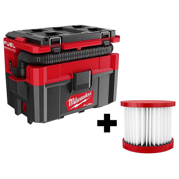 Milwaukee Tool M18 2.5 Gallon Wet/Dry Vac + HEPA Filter 097020, 4990