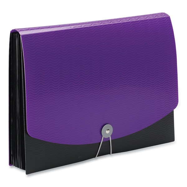 Smead Poly Expanding File, 0.88in Exp, 12 Sections, Cord/Hook Closure, 1/6-Cut Tabs, Letter, Black/Purple 70862 - main
