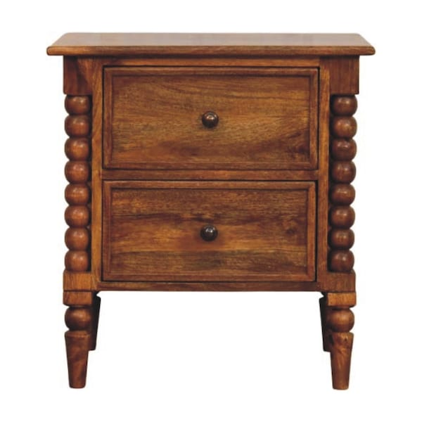Homeroots 24" Brown Solid Wood Two Drawer Nightstand 701711 - main