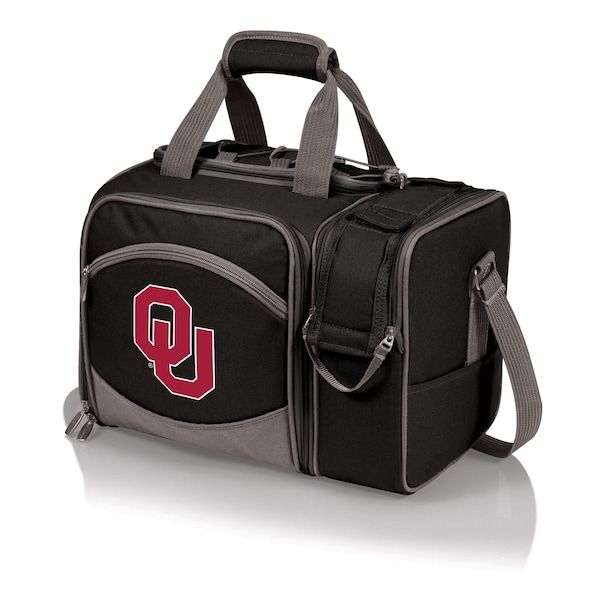 Picnic Time Family Of Brands NCAA Oklahoma Sooners Malibu Cooler Picnic BasketBlack with Gray Accents 508-23-175-454-0 - main