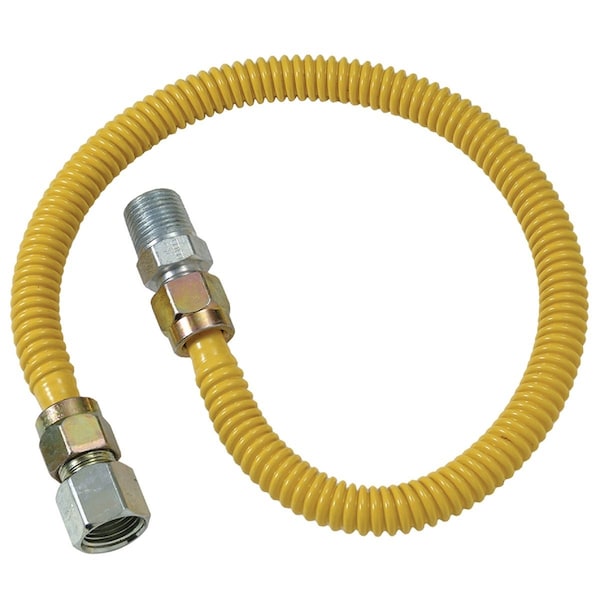 Dormont 1/2'' OD x 60'' Coated Stainless Steel Gas Connector 1/2'' FIP x 1/2'' MIP, Tapped 3/8'' FIP 20C-3132-60B - main