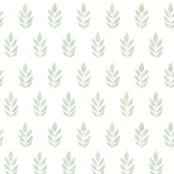 Chesapeake Ervic Green Leaf Block Print Wallpaper 3122-11304 - main