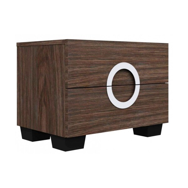 Homeroots 18" Brown Two Drawers Manufactured Wood Mirrored Nightstand 329652 - main