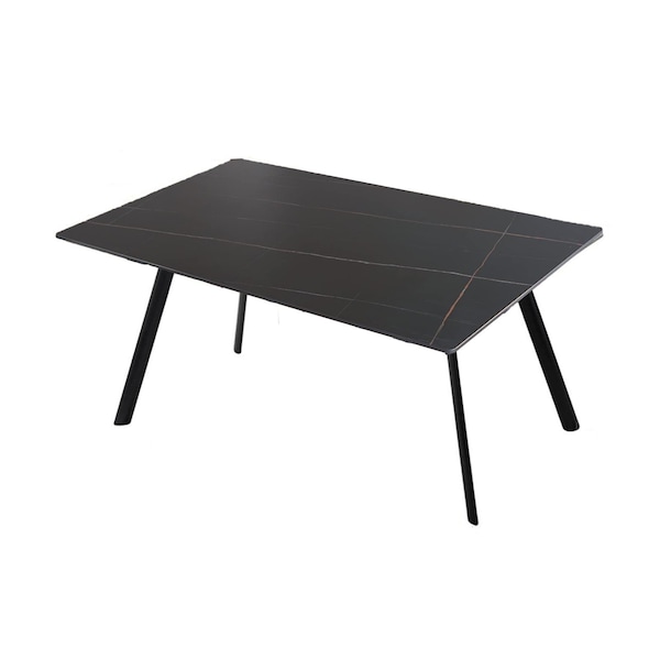 Homeroots 63" Black Sintered Stone and Steel Dining Table 535200 - main
