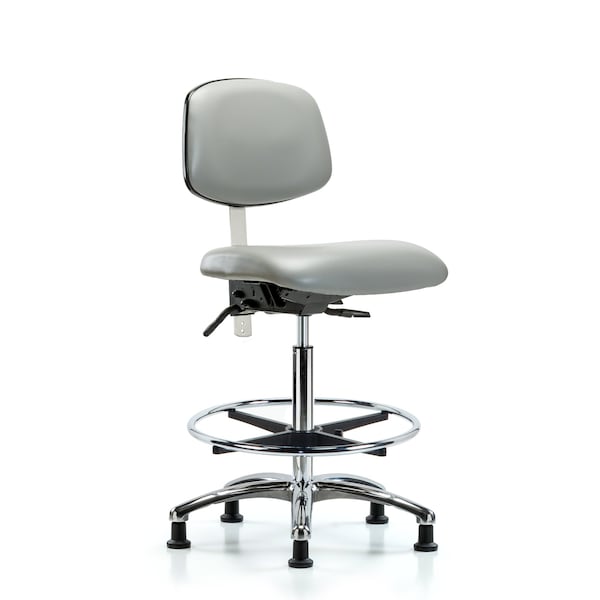 Blue Ridge Ergonomics Clean Room Chair Hi Ben Chair, Vin, Chrm, CF, Gld, Dov, CL100, No Arms, 26" to 35-1/2" Height, Vinyl BR-NCR-VHBCH-CR-T0-A0-CF-RG-8567 - main