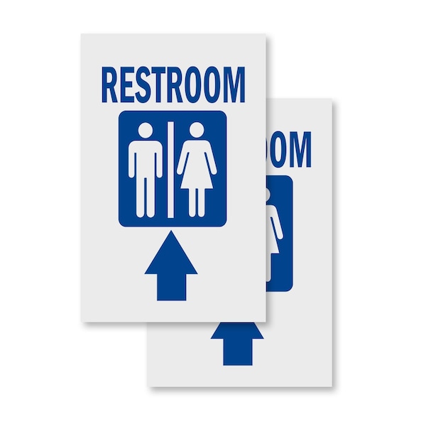 Signmission Restroom With Up Arrow, Vinyl Decals Only 24 Inch x 36 Inch, Vinyl Decal, 2PK DSB-2436-2PACK-Restroom With Up Arrow - main