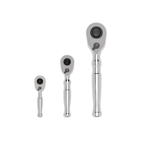 Tekton 1/4, 3/8, 1/2 Inch Drive Quick-Release Stubby Ratchet Set, 3-Piece (3, 4-1/2, 6 in.) SRH99127 - main