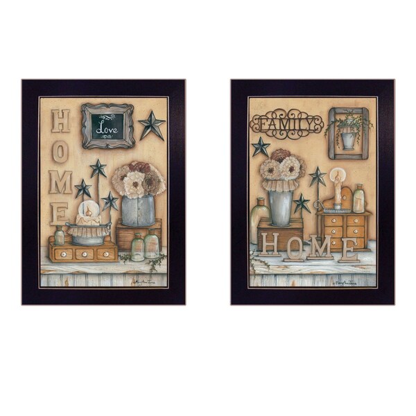 Homeroots Set Of Two Where Family and Friends Gather II 1 Black Framed Print Wall Art, 2PK 405905 - main