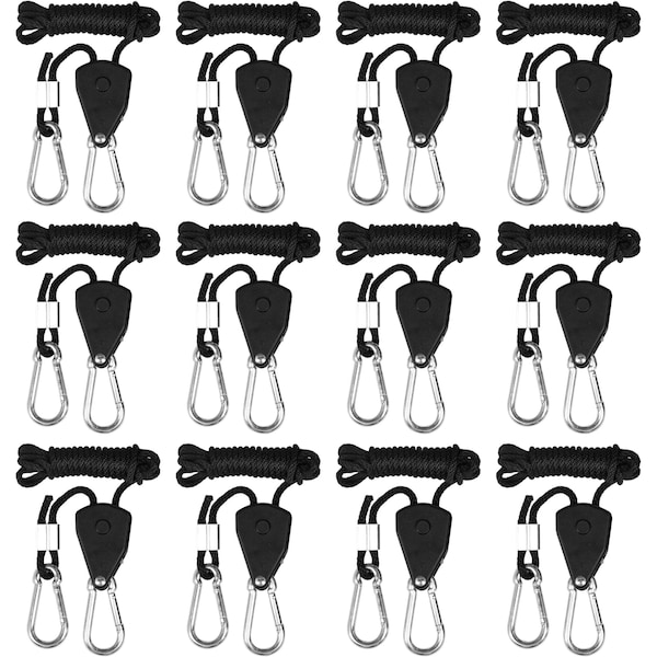 Ipower 6-Pair 1/8 Inch Adjustable Rope Hanger, Heavy Duty Grow Light Hangers with Reinforced Metal GLROPELITEX6 - main