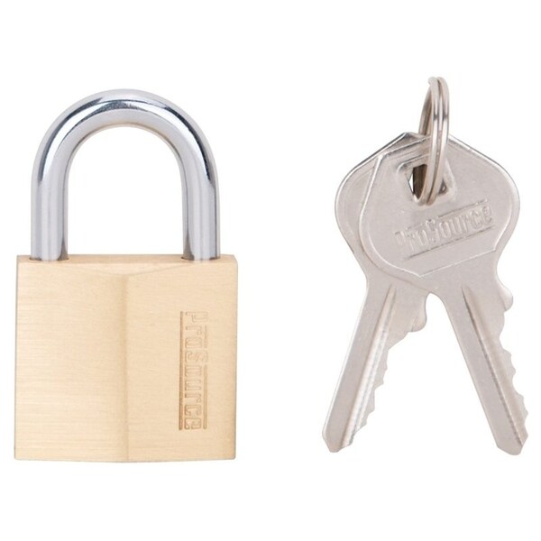 Prosource Padlock, Standard Shackle, 3/16 in Dia Shackle, 3/4 in H Shackle, Steel Shackle, Brass Body HD10030-3L - main