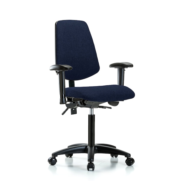 Blue Ridge Ergonomics Fab Med Bench Chair, Bk, Cast, Navy, 6-Way Adjustable, 22" to 29" Height, Dark Blue BR-FMBCH-MB-RG-T1-A1-NF-RC-F45 - main