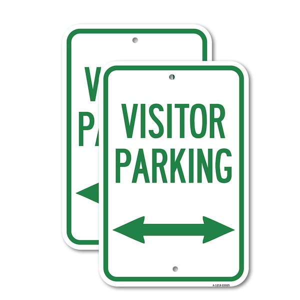Signmission Reserved Parking Sign Visitor Parking Arrow Pointing L, 12'' X 18'', Heavy Gauge Aluminum, 2PK A-1218-2PACK-23025 - main
