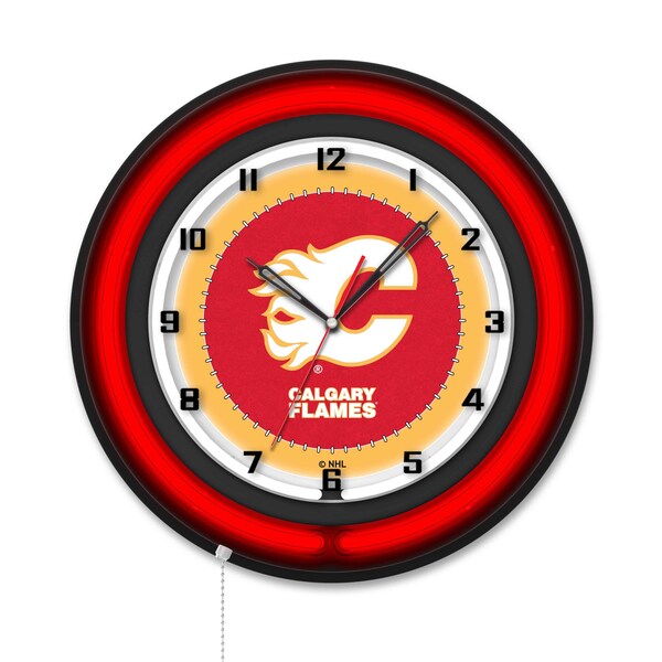 Holland Bar Stool Calgary Flames 19 Double Neon Wall Clock Clk19BK - main