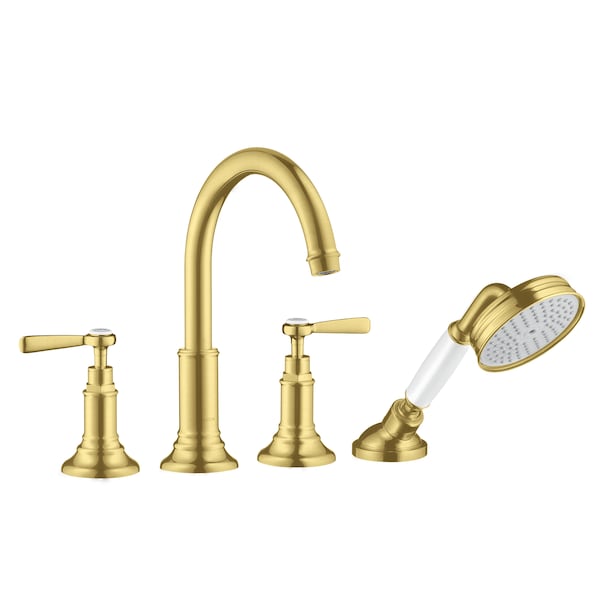 Axor Montreux 4-Hole Roman Tub Set Trim with Lever Handles and 1.8 GPM Handshower in Brushed Gold Optic 16555251 - main