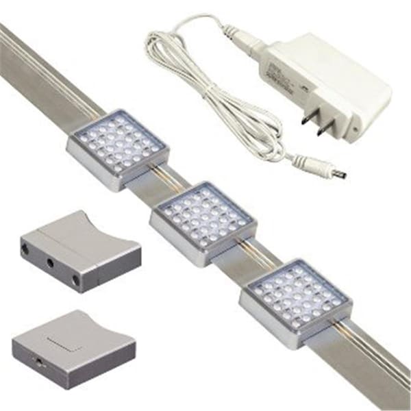 Gorgeousglow 3-Light Orionis 3ft Square LED Track Kit, Silver GO330440 - main