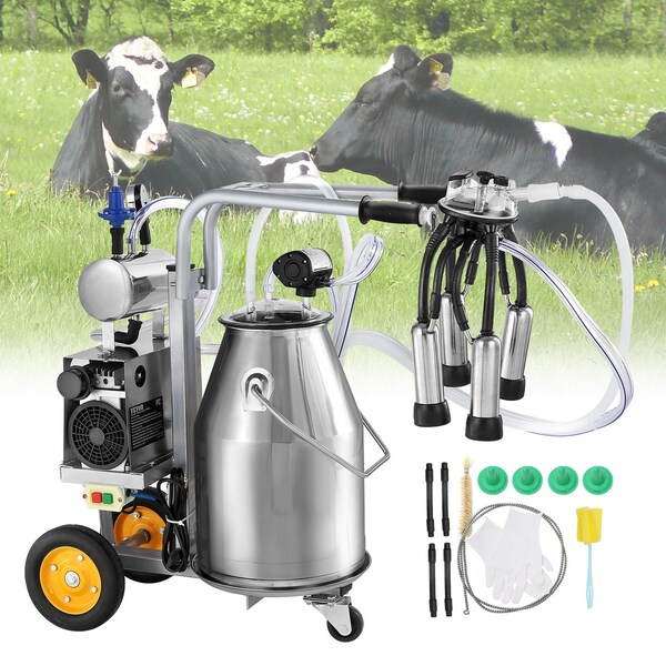 Vevor Electric Cow Milking Machine Milking Equipment 25L 304 Stainless Steel 9JYZ-1 - main