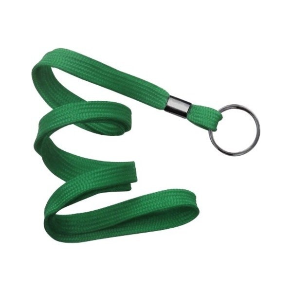 Brady People ID Green 3/8" (10 mm) Flat Braid Woven Lanyard W/ Black-oxide Split Ring 2135-3674 - main