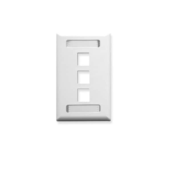Icc Classic Single Gang Faceplate With ID - White- 3 Port IC107S03WH - main