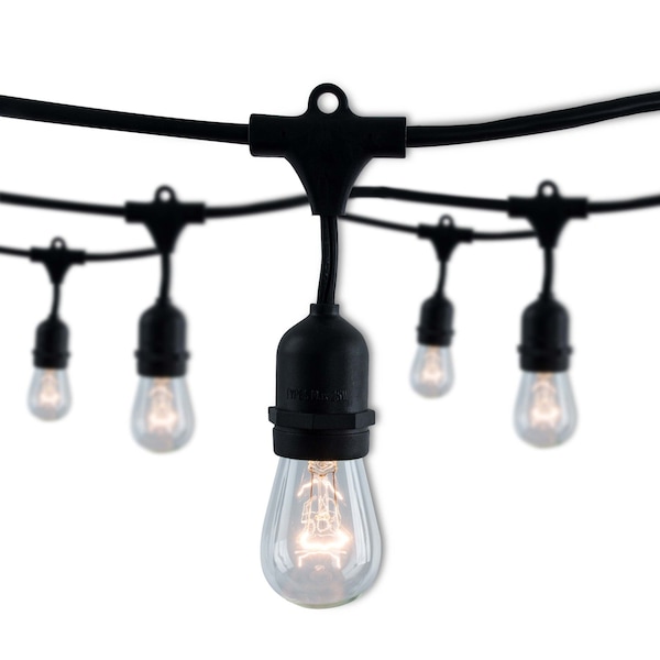 Bulbrite 14-foot String Light Kit with with Clear Vintage Style S14 Incandescent Light Bulbs, 2-pk 2700K 862816 - main