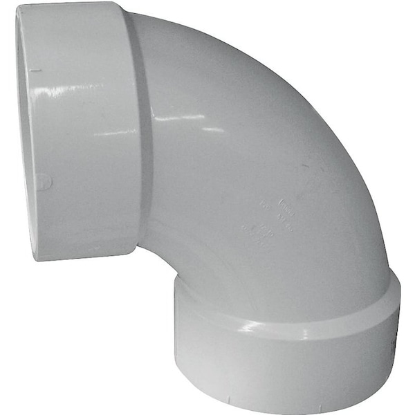 Genova CANPLAS Sanitary Pipe Elbow, 4 in, Hub, 90 deg Angle, PVC, White 192254L - main