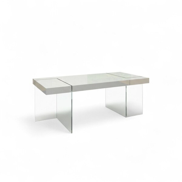 Homeroots 79" White And Clear Glass Dining Table 555167 - main