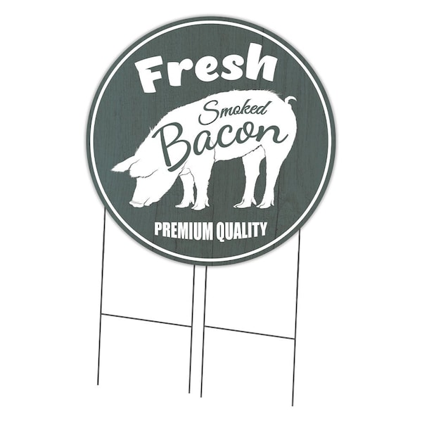 Signmission Market Fresh Smoked Bacon Double Sided Corrugated Plastic Circle Yard, 36-CIR-WS-Fresh Smoked Bacon C-36-CIR-DS-WS-Fresh Smoked Bacon - main