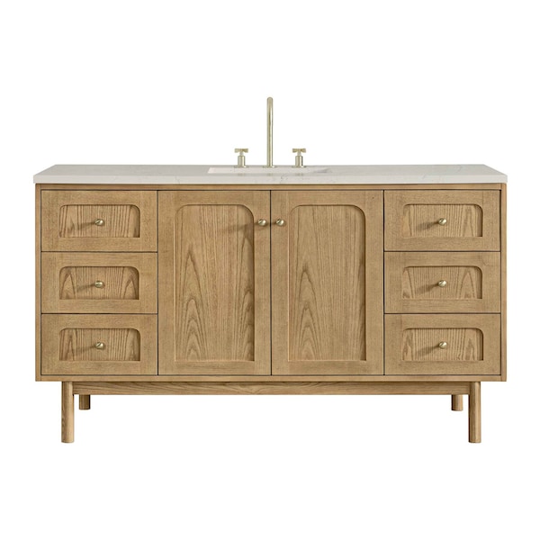 James Martin Vanities Laurent 60" Sgl Vanity, Light Natural Oak, w/3 CM Siberian Silestone Top w/FreePower Wireless Charger 545-V60S-LNO-FSFR - main