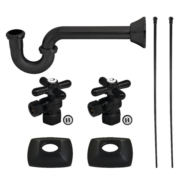 Kingston Brass Plumbing Sink Trim Kit with P-Trap, Matte Black KPK110P0 - main