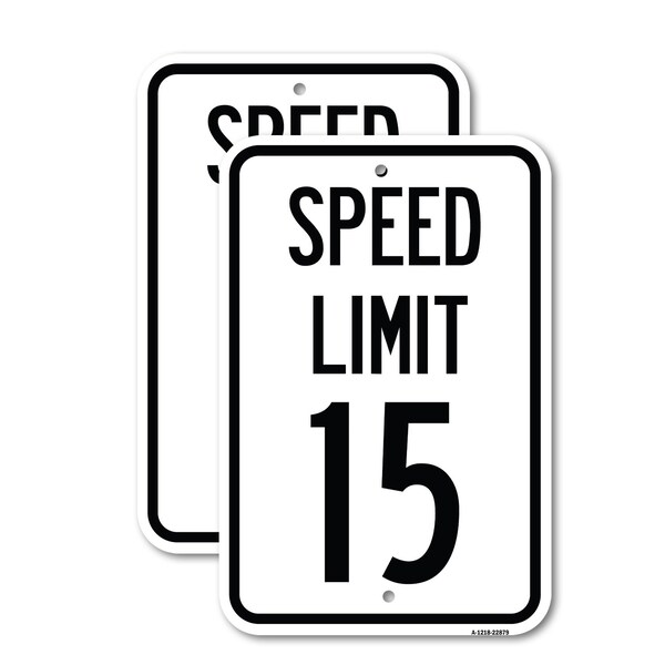 Signmission Speed Limit 15 Mph, 18'' X 24'' 2 Signs, Heavy Gauge Aluminum, 2PK A-1824-2PACK-22879 - main