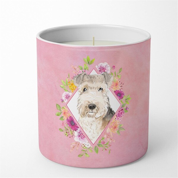 Carolines Treasures 10 oz Lakeland Terrier Pink Flowers Decorative Soy Candle CK4226CDL - main
