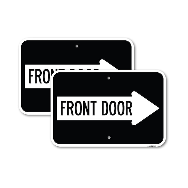 Signmission Front Door With Right Arrow, 18'' X 24'' 2 Signs, Heavy Gauge Aluminum, 2PK A-1824-2PACK-24389 - main