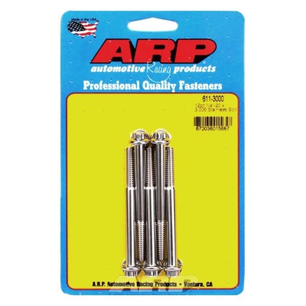 Arp 611-3000 0.25-20 x 3 in. Stainless Steel 12 Point Bolt Kit - Set of 5, 5PK ARP611-3000 - main