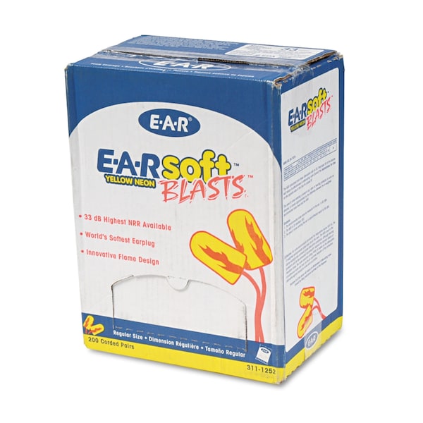 3M E-A-Rsoft No Foam Ear Plugs, Bullet Shape, 32 dB, 200 PK 311-1252 - main