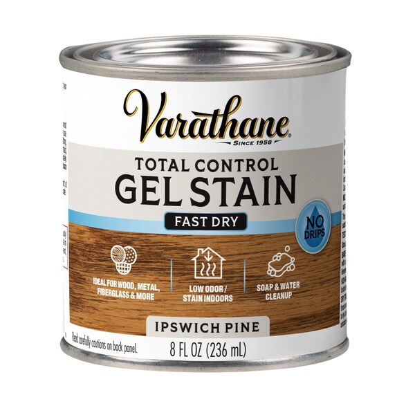 Varathane One Step Water-Based Gel Wood Stain, Ipswich Pine, 1/2 Pint 245272 - main