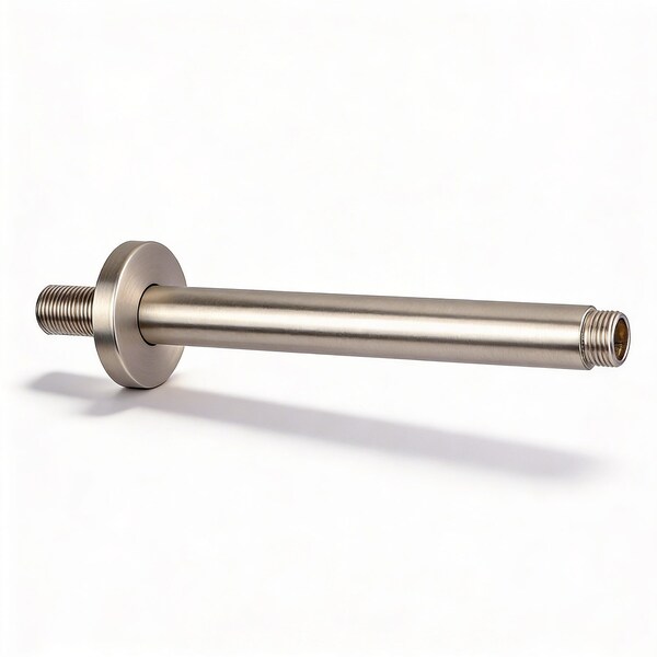 Supplygiant 10 in Straight Ceiling Mount Shower Arm, Flange, Round Shower Arm for Rain Showerhead, Nickel Finish 74-TB32DS-O - main