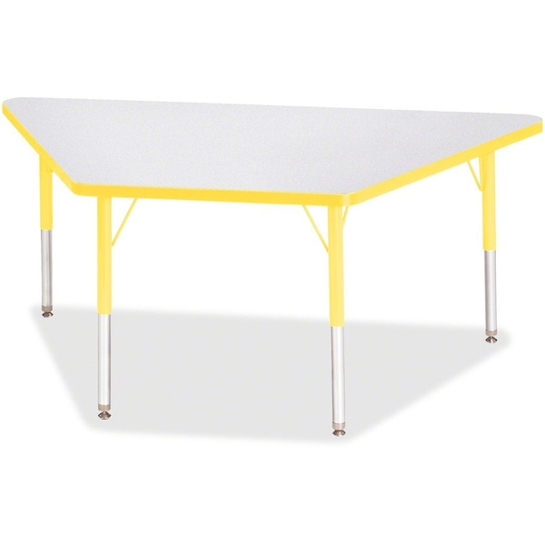Jonti-Craft Berries Trapezoid Activity Tables, 30 in. x 60 in., E-height, Freckled Gray/Yellow/Gray 6443JCE007 - main