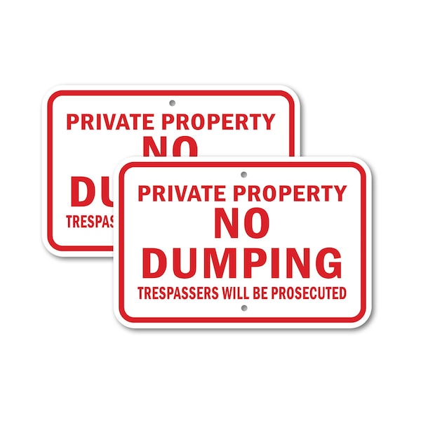 Signmission Private Property No Dumping Trespassers Will Be Prosecu, 18'' X 24'', Heavy Gauge Aluminum, 2PK A-1824-2PACK-2876 - main