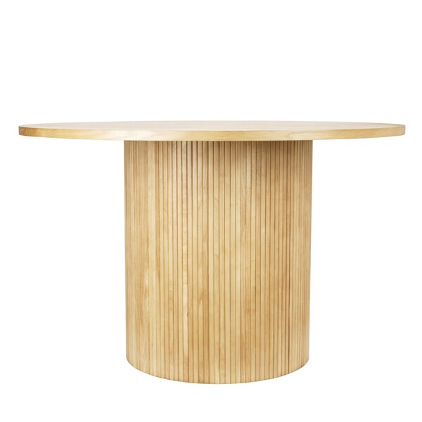 Homeroots 47" Natural Wood Pedestal Base Round Top Dining Table 633118 - main