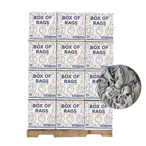 Supremeplus Recycled Gray Knit T-Shirt Cleaning Rags, 720 lbs. Pallet, 72 x 10 lbs. Boxes, 72PK SP-0486 - main