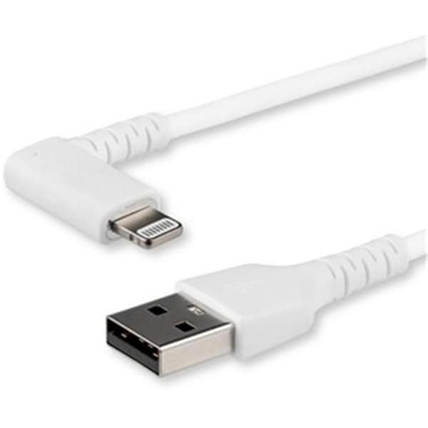Ezgeneration 2 m Angled Lightning to USB Cable - Heavy Duty MFI Certified Lightning Cable - White EZ2440025 - main