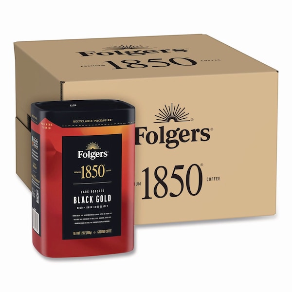 1850 Black Gold Roast Ground Coffee, 12 oz Canister, 6PK 2550012722 - main