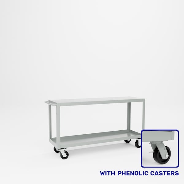 Pucel Heavy Duty Shop Truck, 60 in W x 18 in D x 33.5 in H, Two Shelves, Push Handle, Gray 1860-DT-2P - main