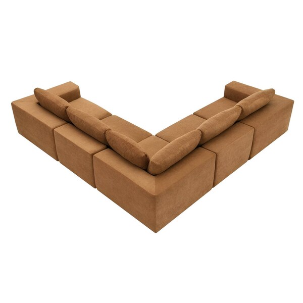 Homeroots 116" Brown Fabric Modular Sleeper Sofa 568304 - main