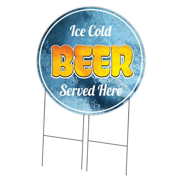 Signmission Farmers Market Ice Cold Beer Double Sided Corrugated Plastic Circle Yard, C-36-CIR-WS-Ice cold beer C-36-CIR-DS-WS-Ice cold beer - main