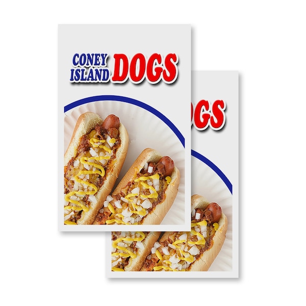 Signmission Coney Island Dogs, Vinyl Decals Only 24 Inch x 36 Inch, Vinyl Decal, 2PK DSB-2436-2PACK-Coney Island Dogs - main