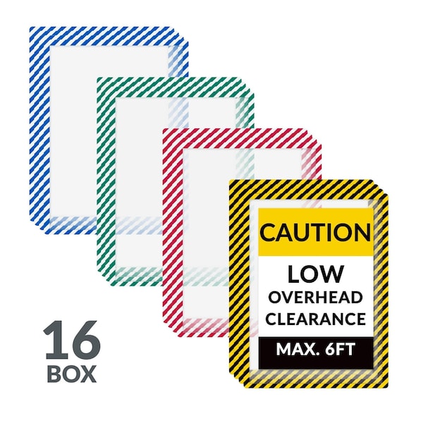 C-Line Products 9" x 12" Assorted Vinyl Magnetic Safety Striped Document Frame, 16/BX 44212 - main