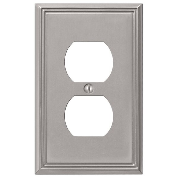 Amertac Metro Line Outlet Wallplate, 478 in L, 3 in W, 1 Gang, Metal, Brushed Nickel, Wall Mounting 77DBN - main